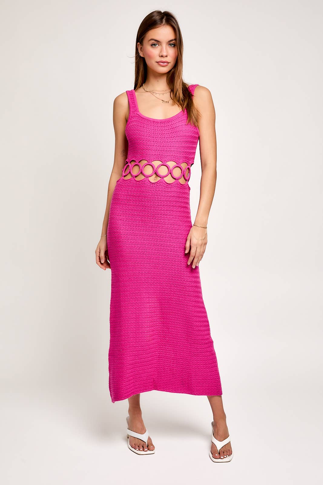 LE LIS - Wholesale Dress - Women's - SQUARE NECK SLEEVELESS CROCHET MIDI DRESS23