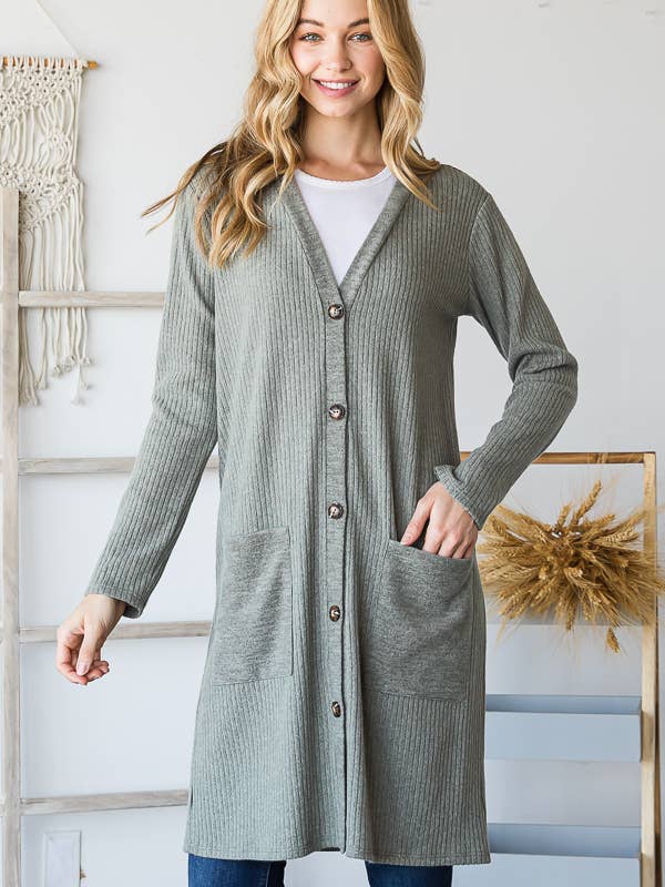 Pink Irene Wholesale - Vendita all'ingrosso Cardigan - Donna - CARDIGAN A COSTE TINTA UNITA CON TASCA A TINTA UNITA4