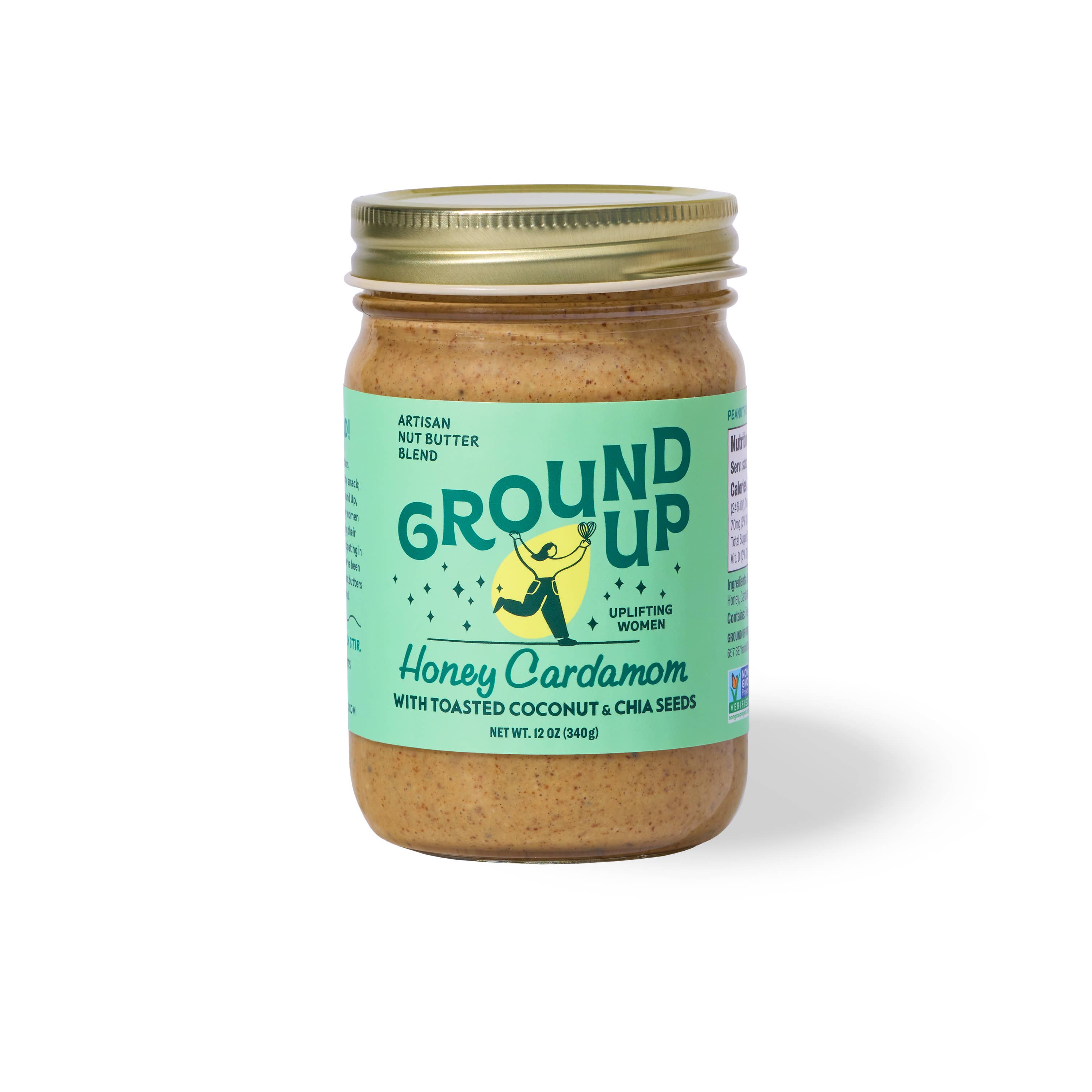 Ground Up - Venta al por mayor Cremas de frutos secos - 12oz - Miel Cardamomo1