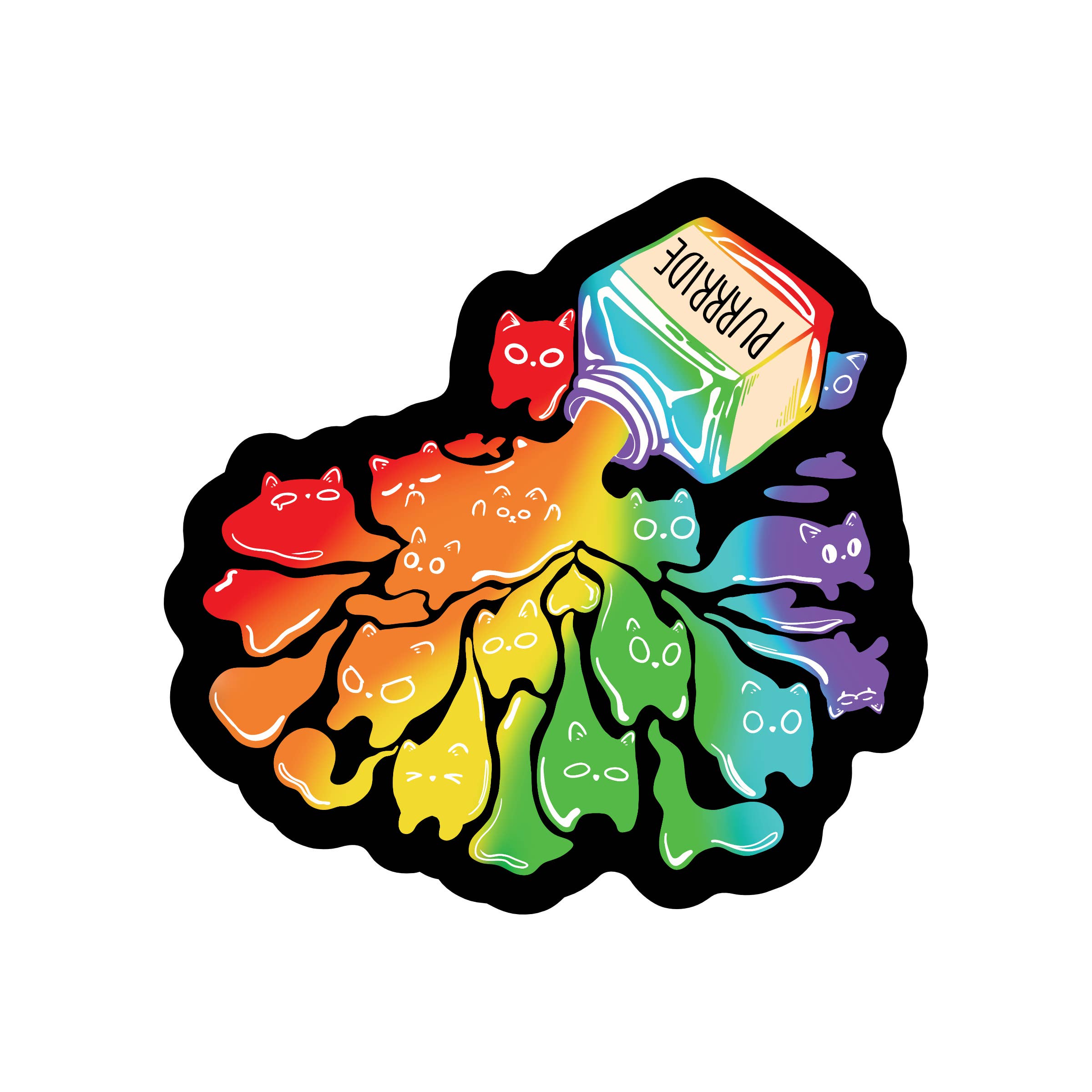 Juju and Moxie - Wholesale Sticker - Pride Kitty Cat LGBTQ+ Rainbow High Quality Vinyl Sticker