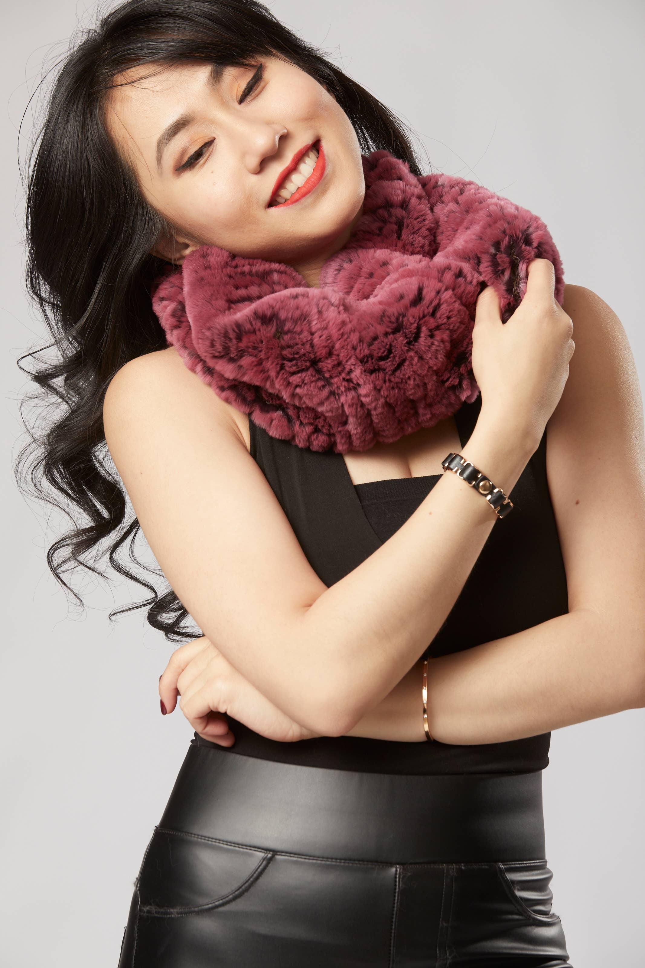 Opulence Fluff - Wholesale Scarf - Women's - Griselle Shrug/ Cape/ Scarf - Rustic Mulberry3