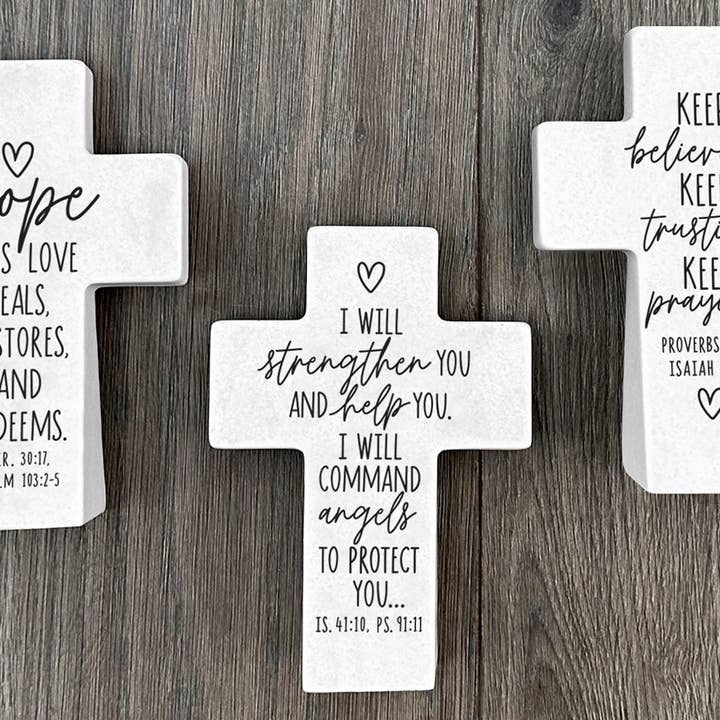 Magnolia - Wholesale Decorative Tabletop Object - LCP Tabletop Cross I Will Strengthen You