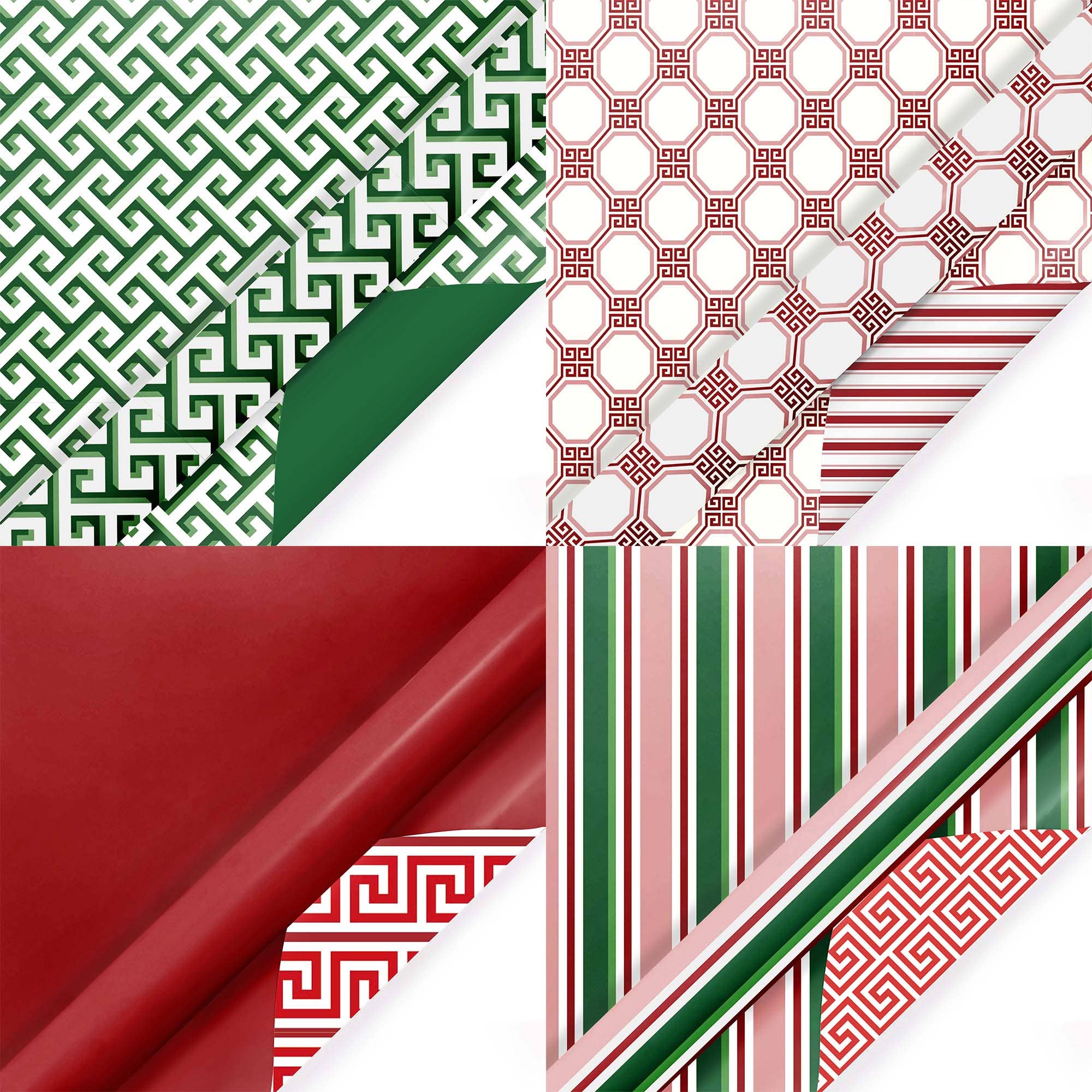 LA Ribbons Wholesale – rolo de papel de embrulho por atacado – Conjunto de Papel de Embrulho 30" x 10' (4 unidades) | Padrão Grego2