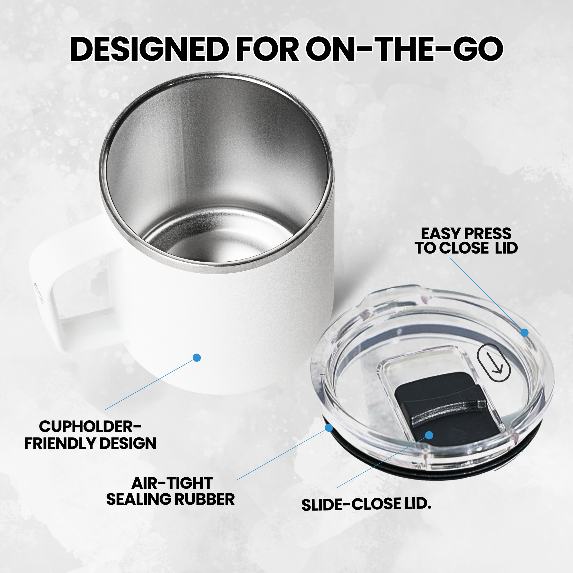 LAMOSE - Wholesale Insulated Mug/Tumbler - Custom Logo Insulated Mug w/ Leakproof Lid and Wide Handle 9