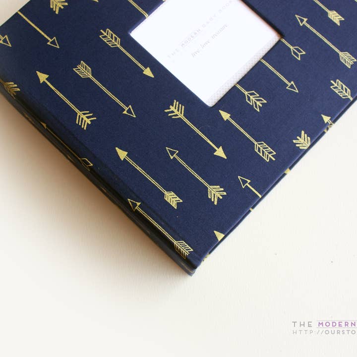 Álbum de recuerdos Navy Gold Arrows | marinero, álbum de recortes para venta al por mayor de Oalalax Bebe