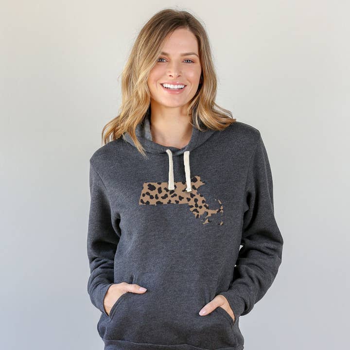 Massachusetts Leopard Pattern Hoodie for wholesale by The Home T