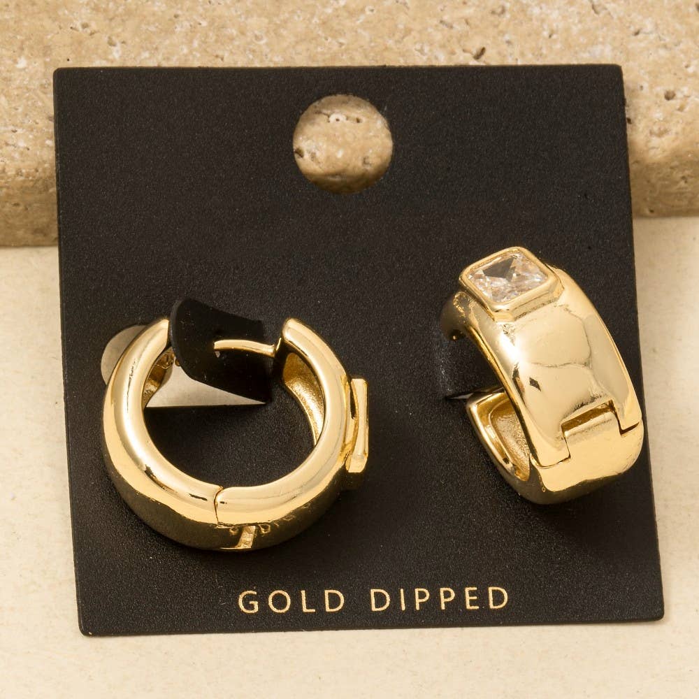 Anarchy Street – Engroshandel Hoops – Guldbelagte Cz Baguette Brede Hængsel Hoop Øreringe0