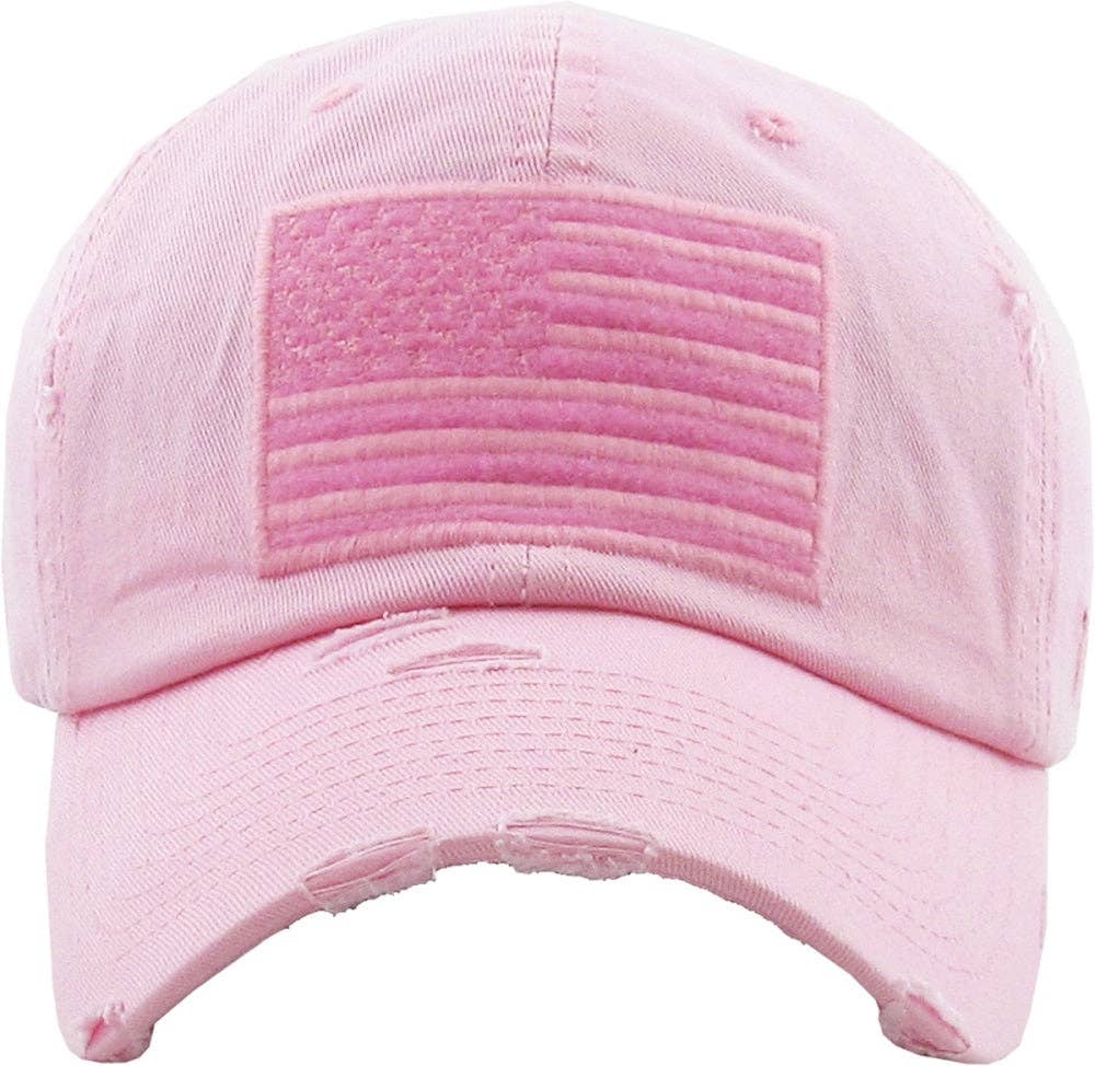 MiMi Wholesale - Wholesale Baseball Cap - Women's - KBVT209 American Flag Washed Vintage Distressed Baseball Cap10