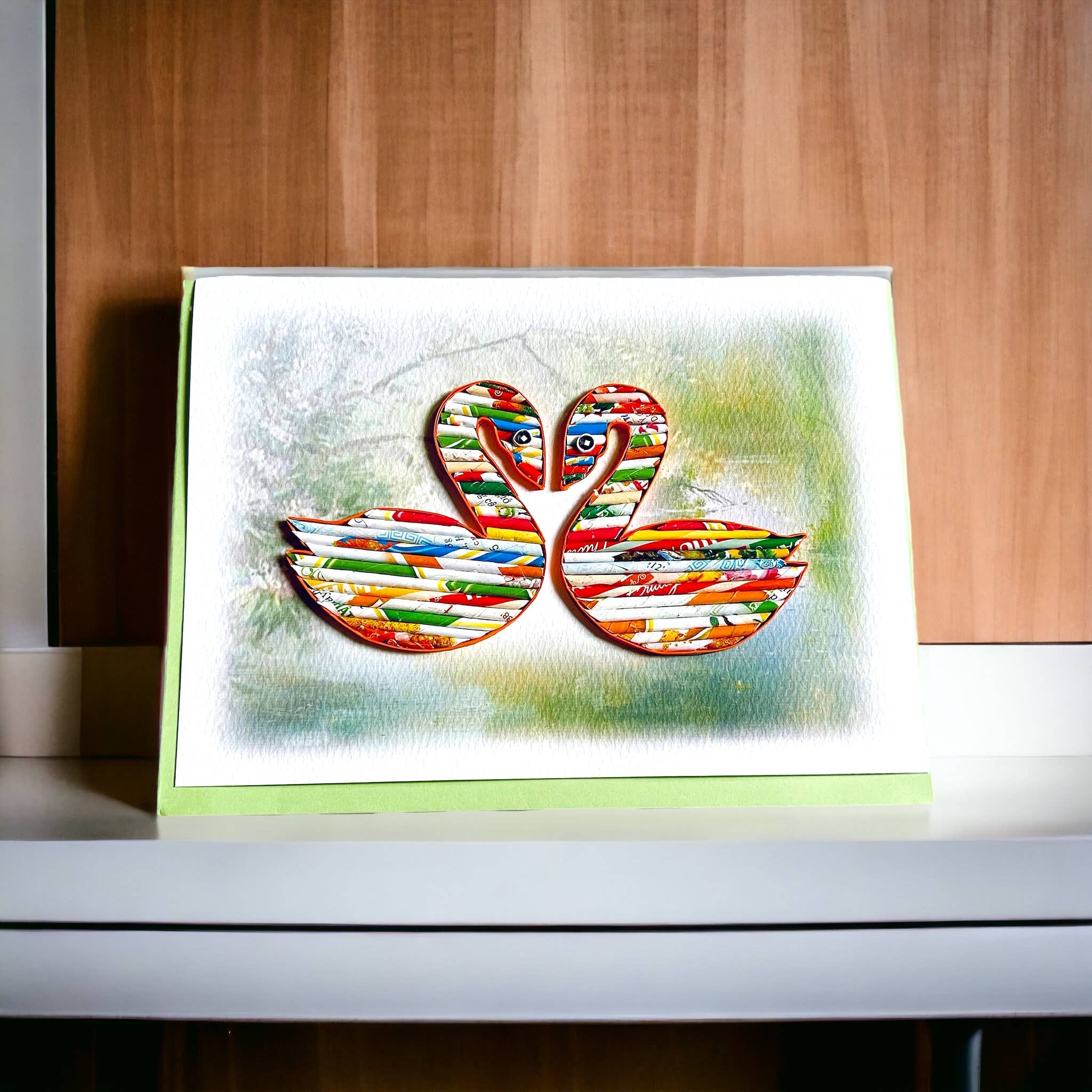 Loving Nature - Vente Carte de vœux classique - Carte cygne en papier roulé faite à la main à partir5