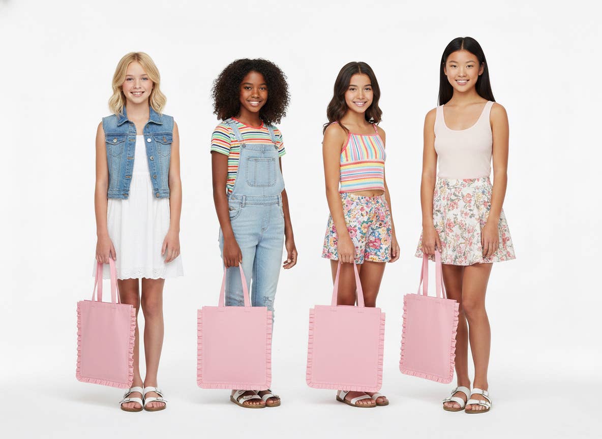 House of Kraft - Wholesale Tote Bag - Women's - Canvas Ruffle Tote | Canvas Colored Tote Bag | Unbranded 36