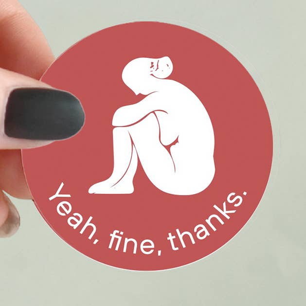 Yeah Fine Thanks - Honest Feelings Sticker for wholesale by Laura Pomarius