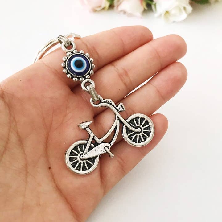 Evileyefavor - Wholesale Keychain – Women's - Bicycle Evil Eye Silver Metal Bike Charm Keychain1