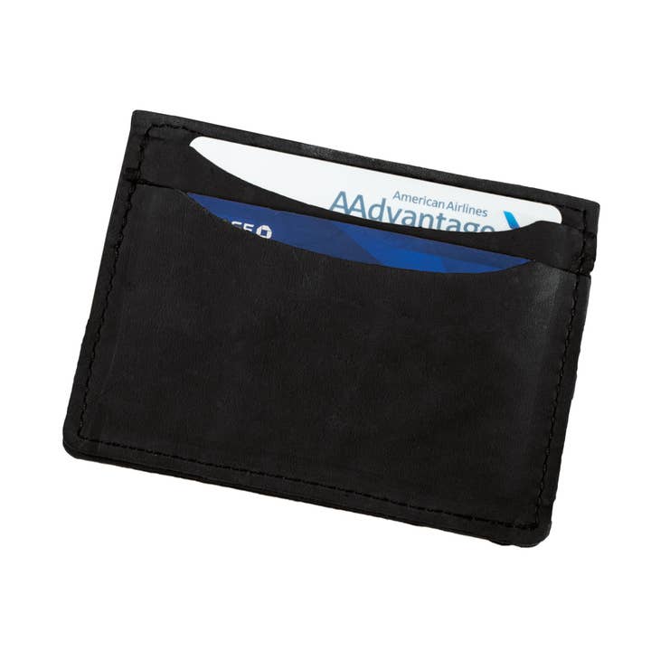 Dubbelsidig ID-/korthållare i äkta läder tillverkad i USA för wholesale av Western Express