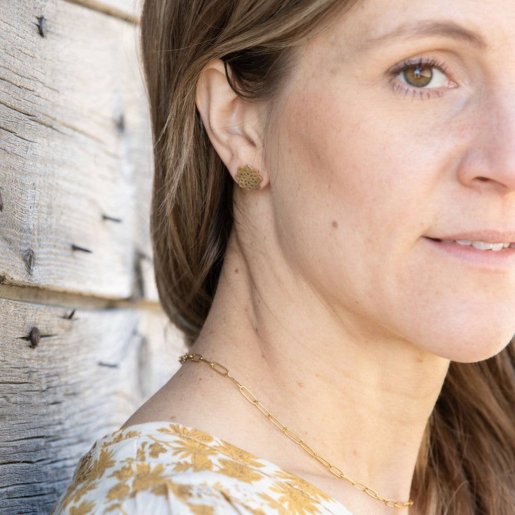 Steel & Clover - Wholesale Stud/Post Earrings - Peony Stud Earring2