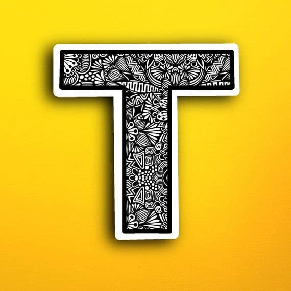Zenspire Designs - Wholesale Sticker - Small Block Letter T (WATERPROOF)