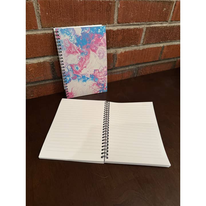 AbstractbyRabrams - Wholesale Notebook - Trans Pride Blue Pink Soft Touch Wire-O Journal - 5.5"x8"
