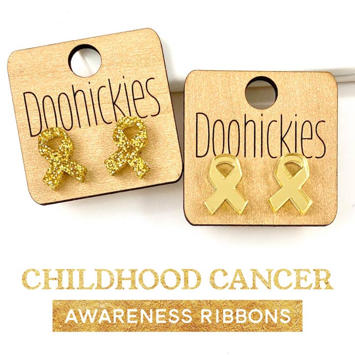 15mm Childhood Cancer Awareness Acrylic Ribbon Studs - Awareness Earrings for wholesale by Doohickies