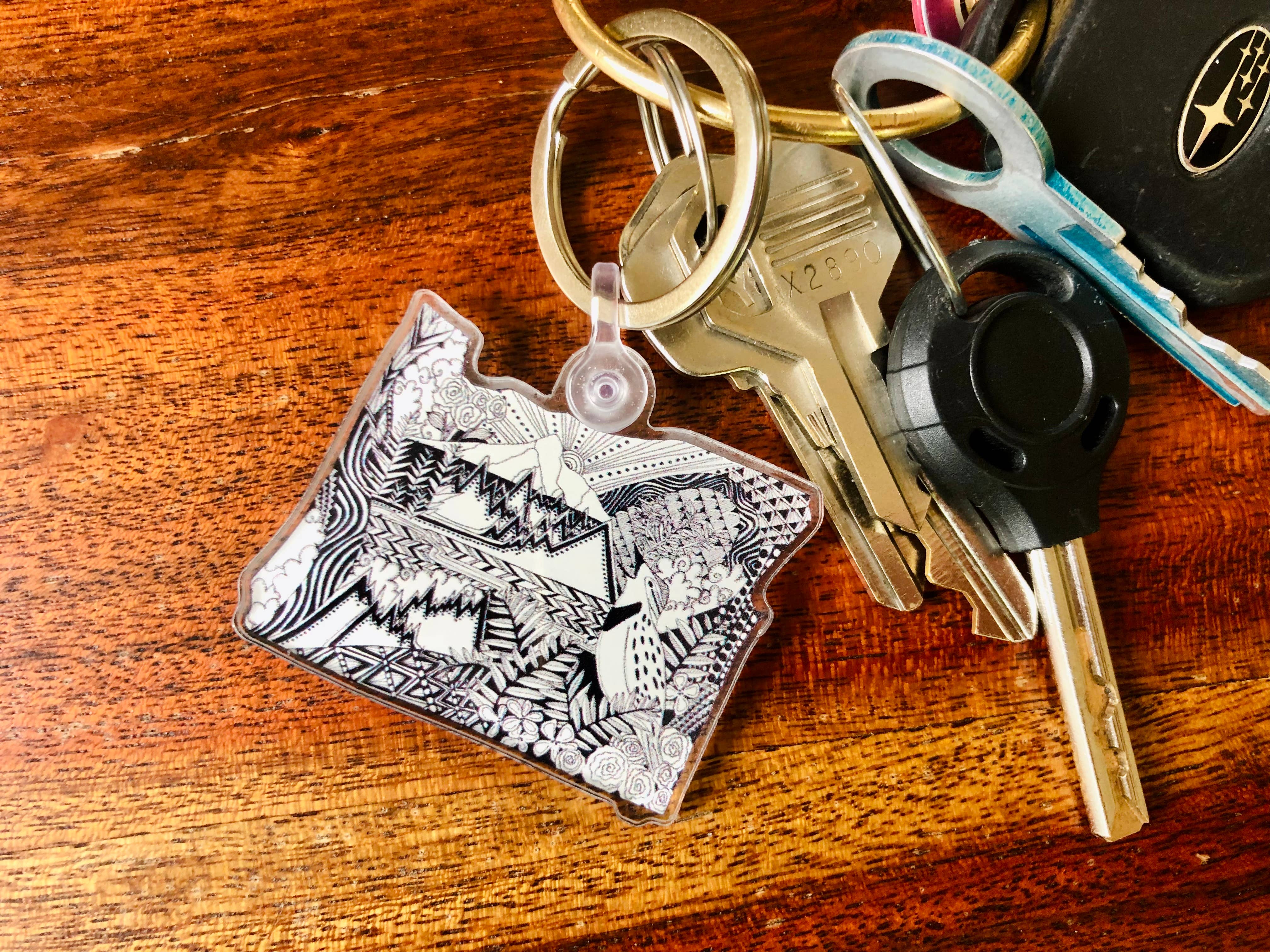 Laura K Maxwell - Wholesale Keychain - Unisex - Oregon Keychain / Oregon Gift / Oregon Map Art1