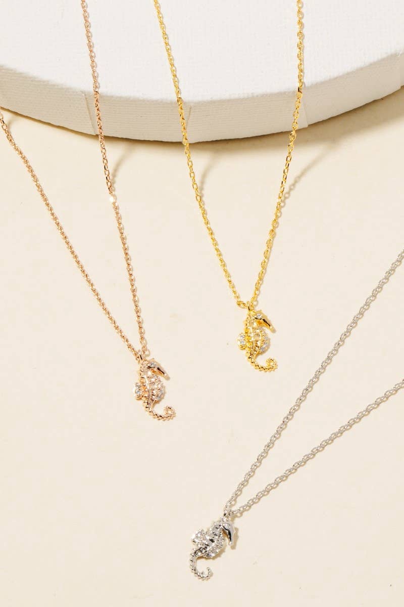 Fame Accessories – Engroshandel Halskæde med vedhæng – Gulddyppet Pave Sea Horse vedhæng halskæde1