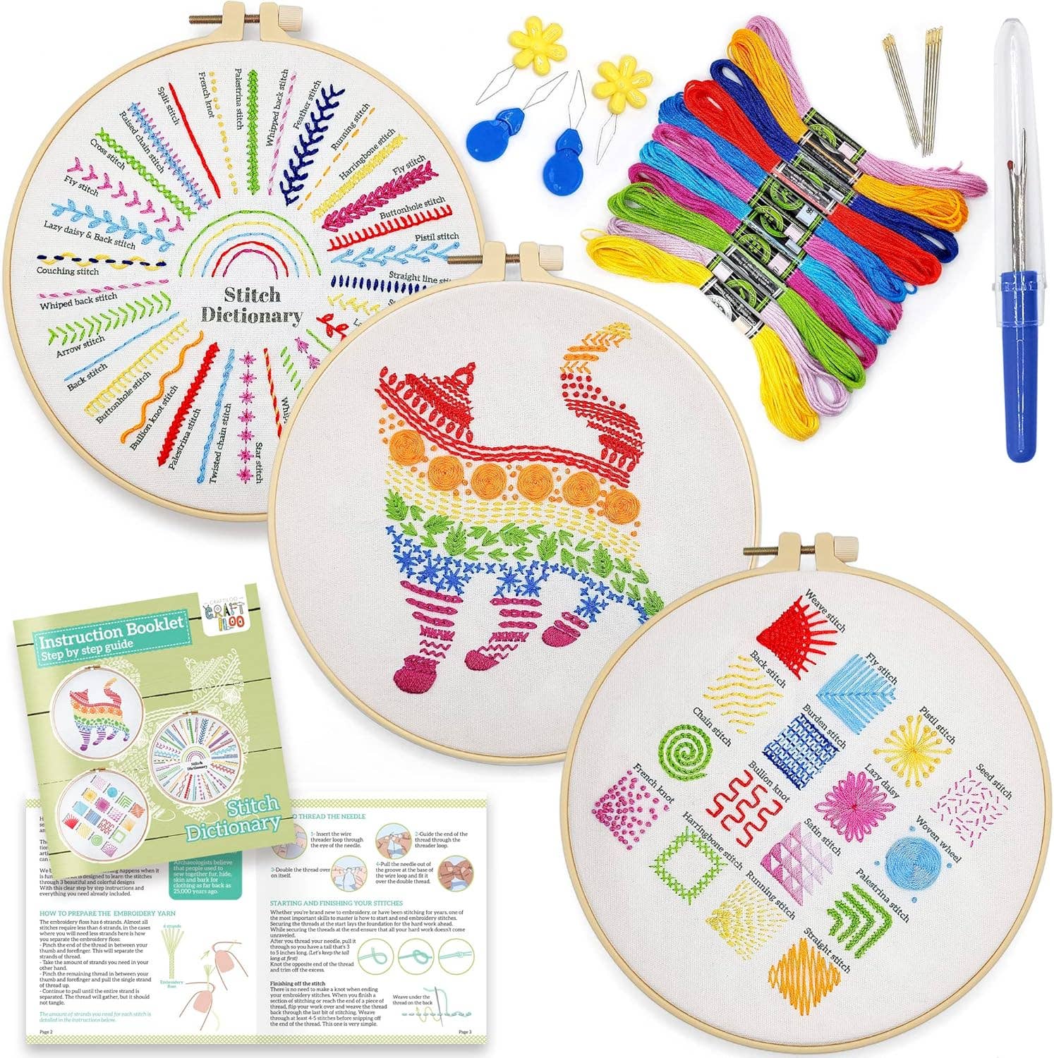 Craftiloo - Wholesale Embroidery/Cross Stitch Supplies - Stitch dictionary Cat Embroidery kit 0