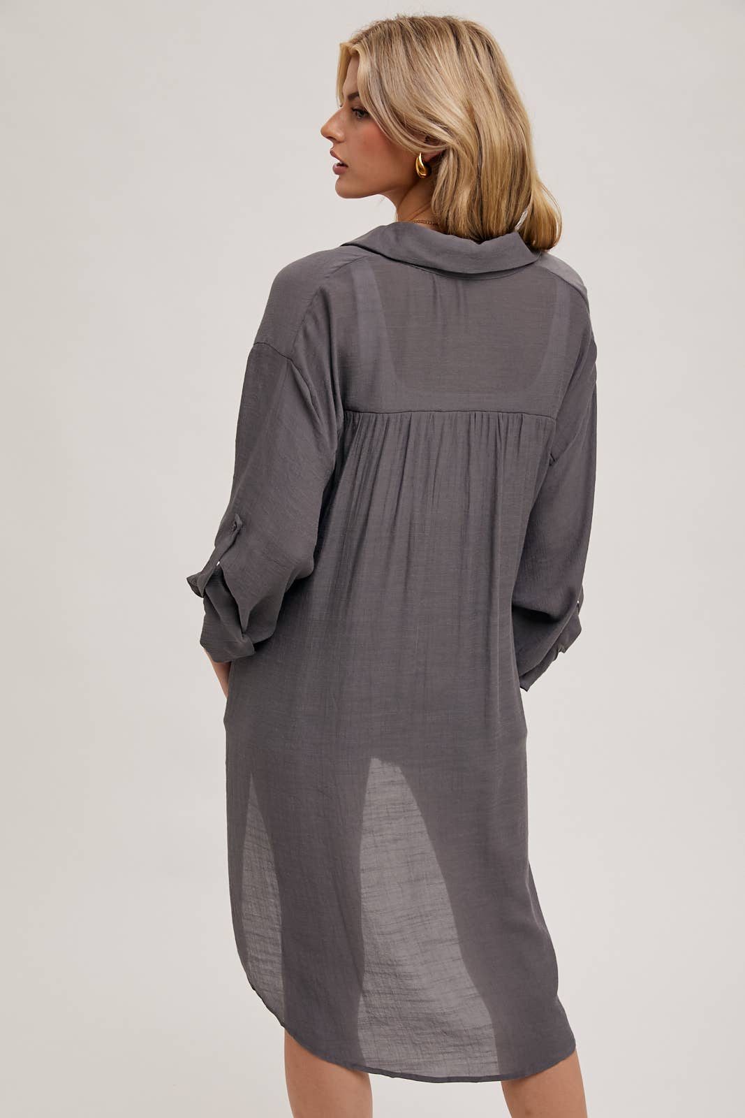 Bluivy - Wholesale Button Down Shirt - Women's - BUTTON-UP VENTED LONGLINE SHIRT65