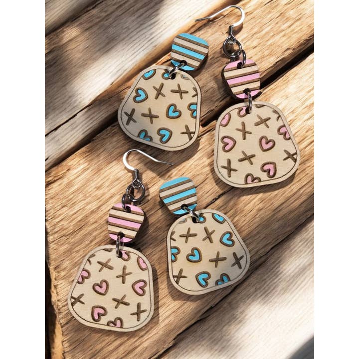 HEART STRIPES | Stud + Dangle or Dangle Earrings for wholesale by Sadie J. & Co.