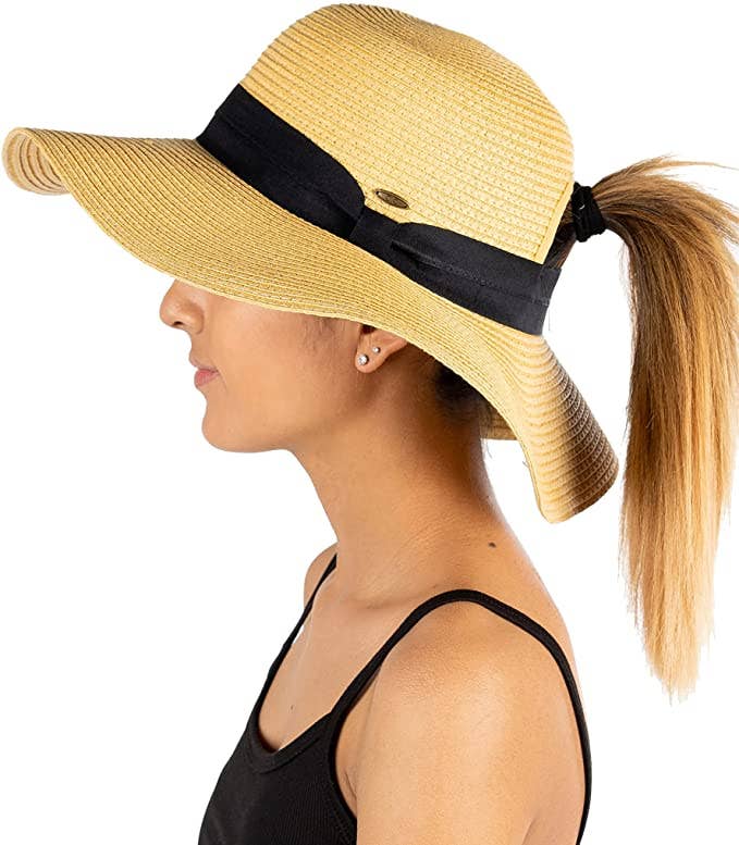 Messy Bun Sun Hat - Natural for wholesale on Faire1