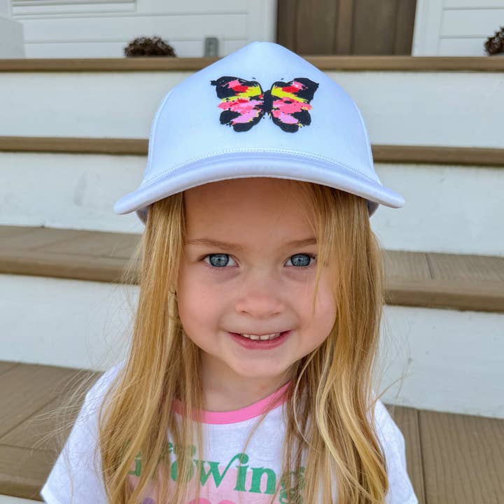 White Kids' Bright Abstract Butterfly Baseball Cap for wholesale on Faire0