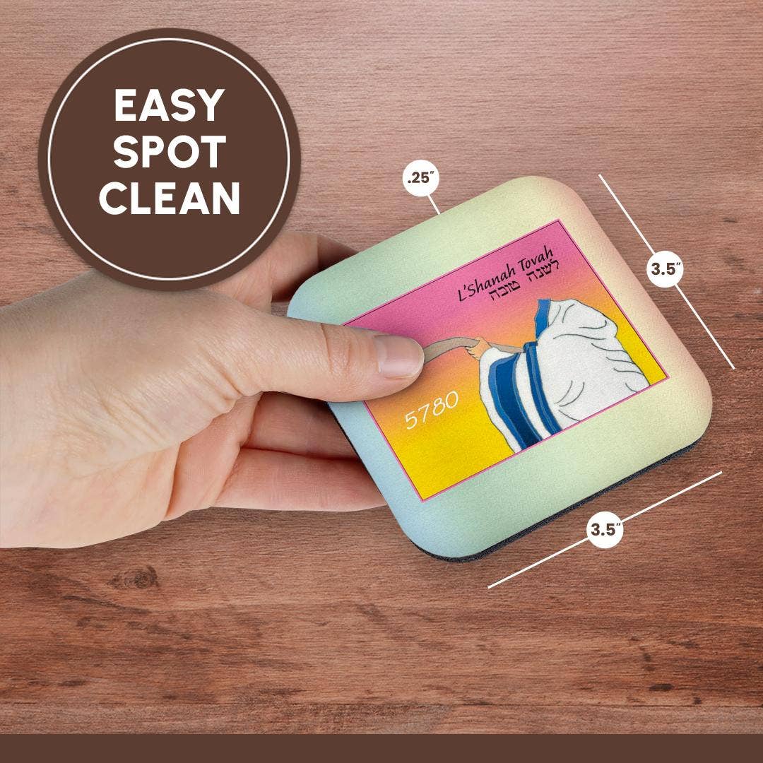 3dRose - Wholesale Coasters - 3dRose, Image of Shofar Being Blown With Hebrew L Shana Tova And Year, Coaster13