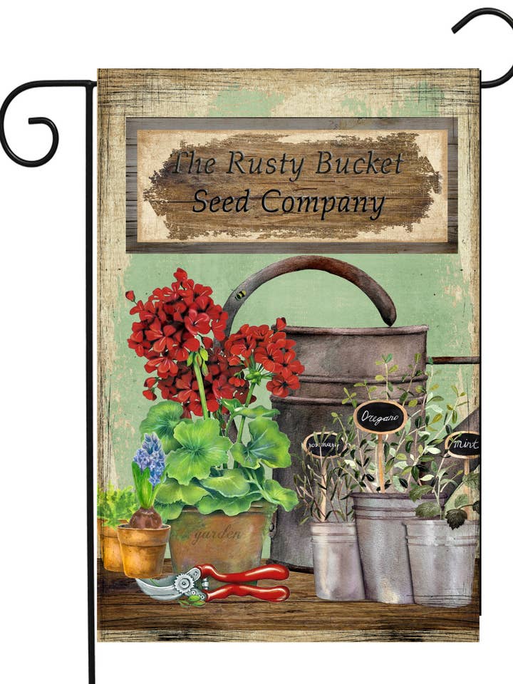 Geraniums Pots Garden Flag for wholesale by Happy Cow Lawn Decor