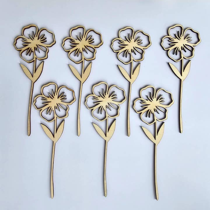 Wood Flower Stem - Open Stock - Set of 12 Identical Stems for wholesale by LB Personalized Design