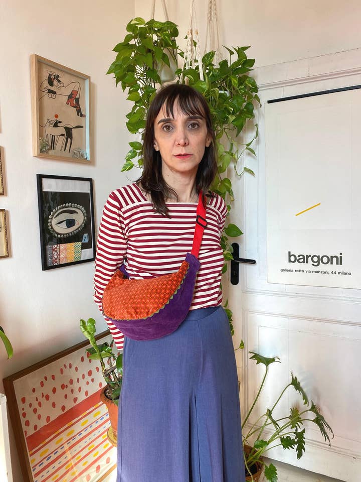 Sacoche Banane Velours '70 pour la vente par gira e rigira la moda