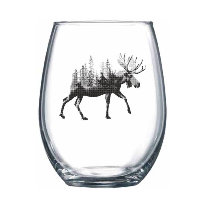 Moose Treeline Stemless Wine Glass for wholesale by Northern Goods