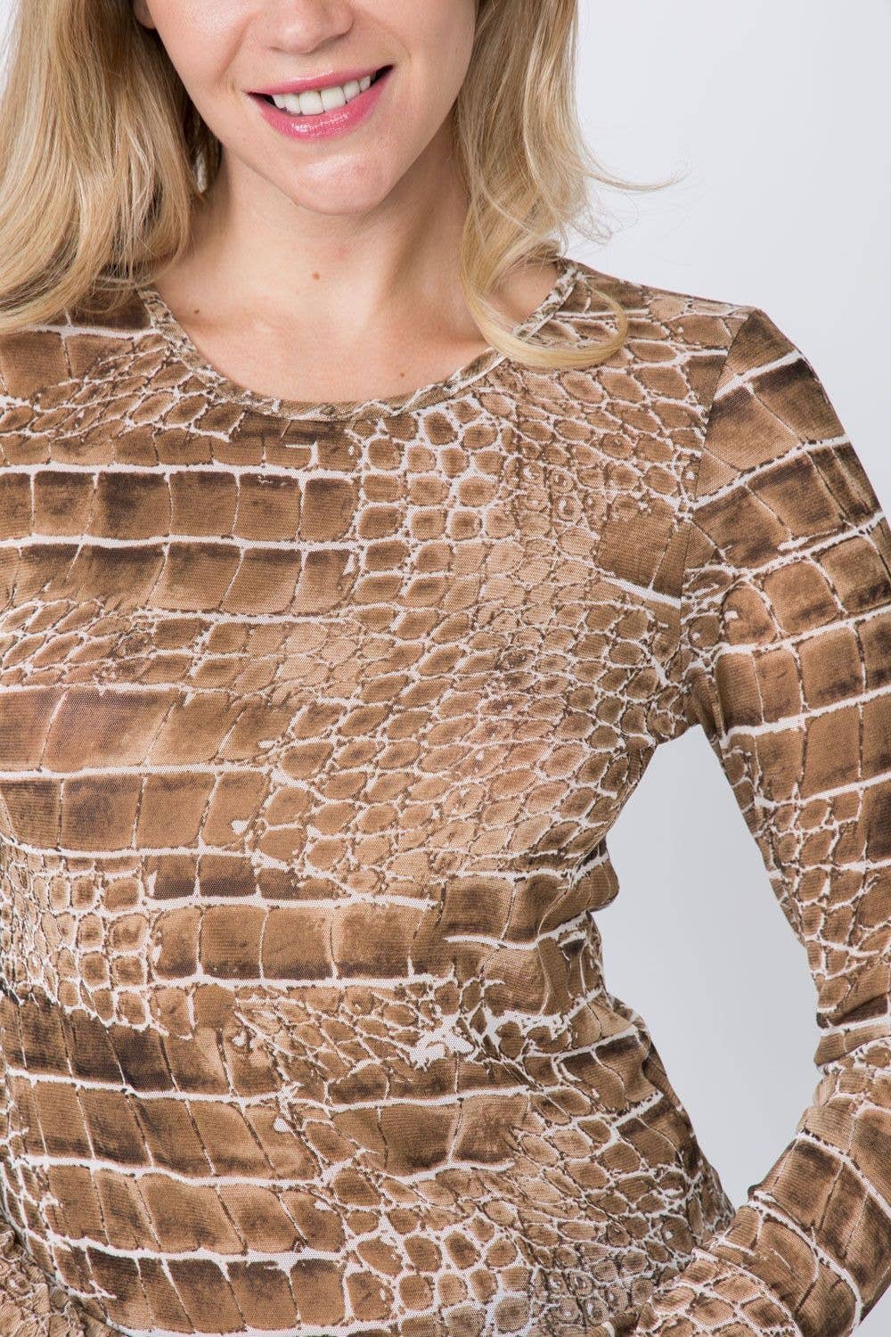 VOCAL – wholesale Blouse – Women’s – Animal Print Power Mesh Top1