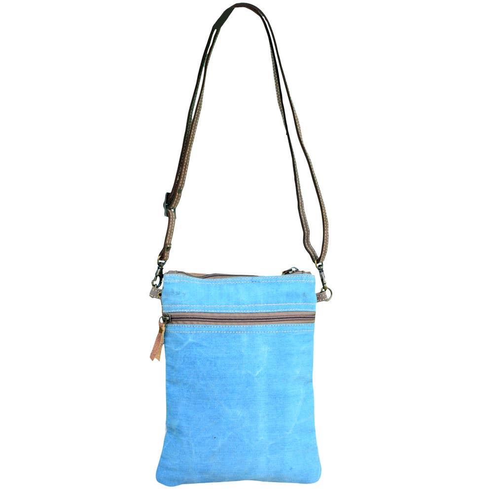Clea Ray Canvas Bags & Clothing - Wholesale Shoulder Bag - Women's - Blue Canvas And Flowers Shoulder Bag1