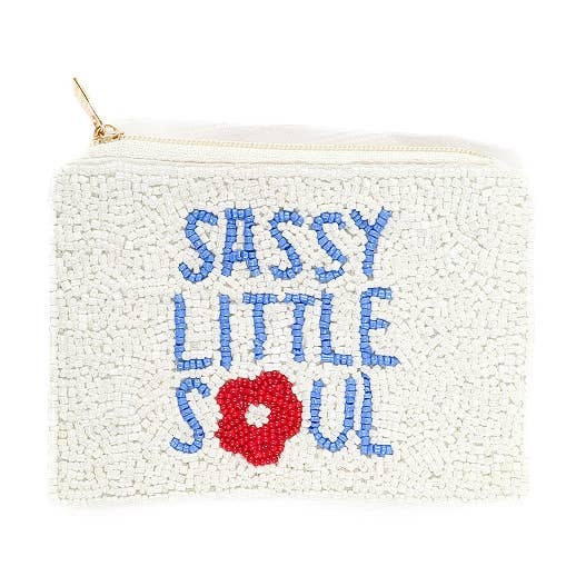 Ladies Sassy Little Soul Themed Beaded Coin Purse for wholesale by Nima Accessories Inc