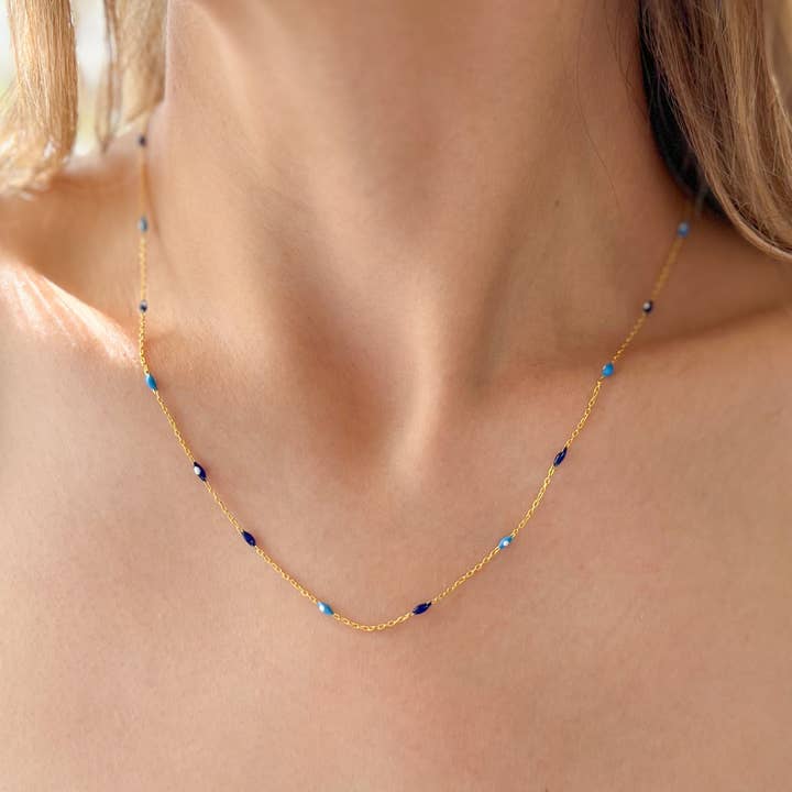 Umays Boho - Venta al por mayor Collares de cuentas/perlas - Collar minimalista, gargantilla con cadena de cuentas, collar de plata
