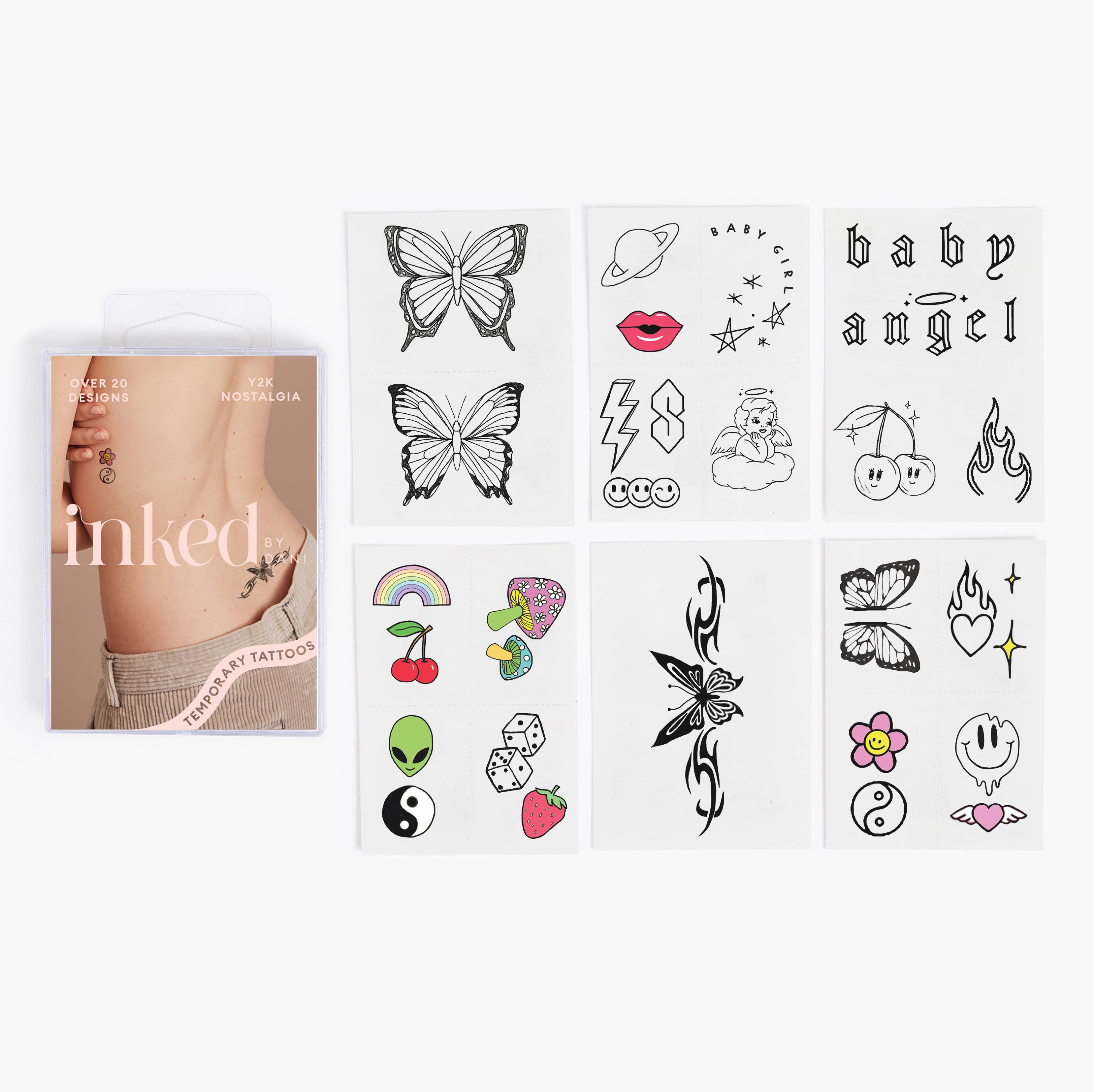 INKED by Dani - Wholesale Temporary Tattoo - Y2K Nostalgia Temporary Tattoo Pack1