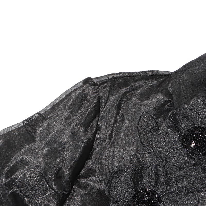 Productseeker - Vente Chemise à col boutonné – femme - Chemise en organza de luxe ST003 avec détails floraux en sequins 3D14