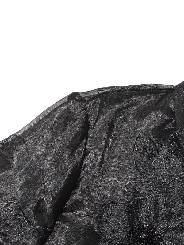 Productseeker - Wholesale Button Down Shirt - Women's - ST003 Luxe Organza Shirt with 3D Floral Sequin Detail14