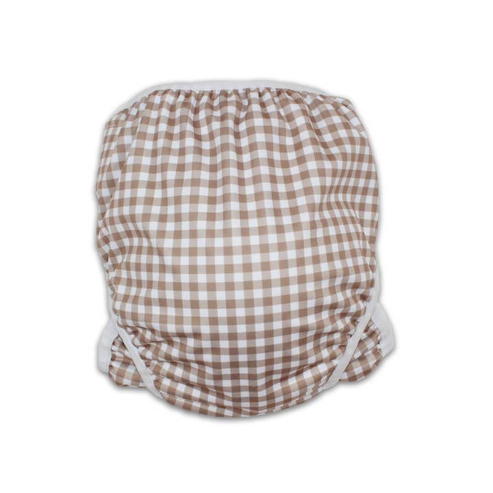 Tyoub - Wholesale Swim Diaper - Baby - Adjustable Reusable Swim Nappy and Wet Bag Fawn Check