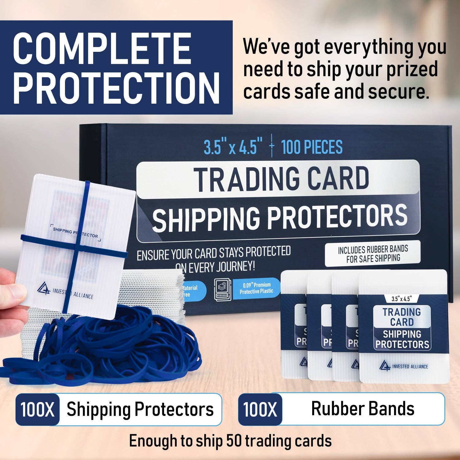 Invested Alliance LLC - Wholesale Card Game - Trading Card Shipping Protector 3.5x4.5 - 100 Pack5