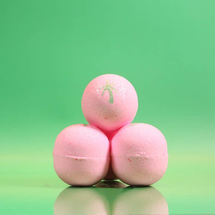 Pink Coconut Bath Bomb for wholesale by Story Bath Bombs