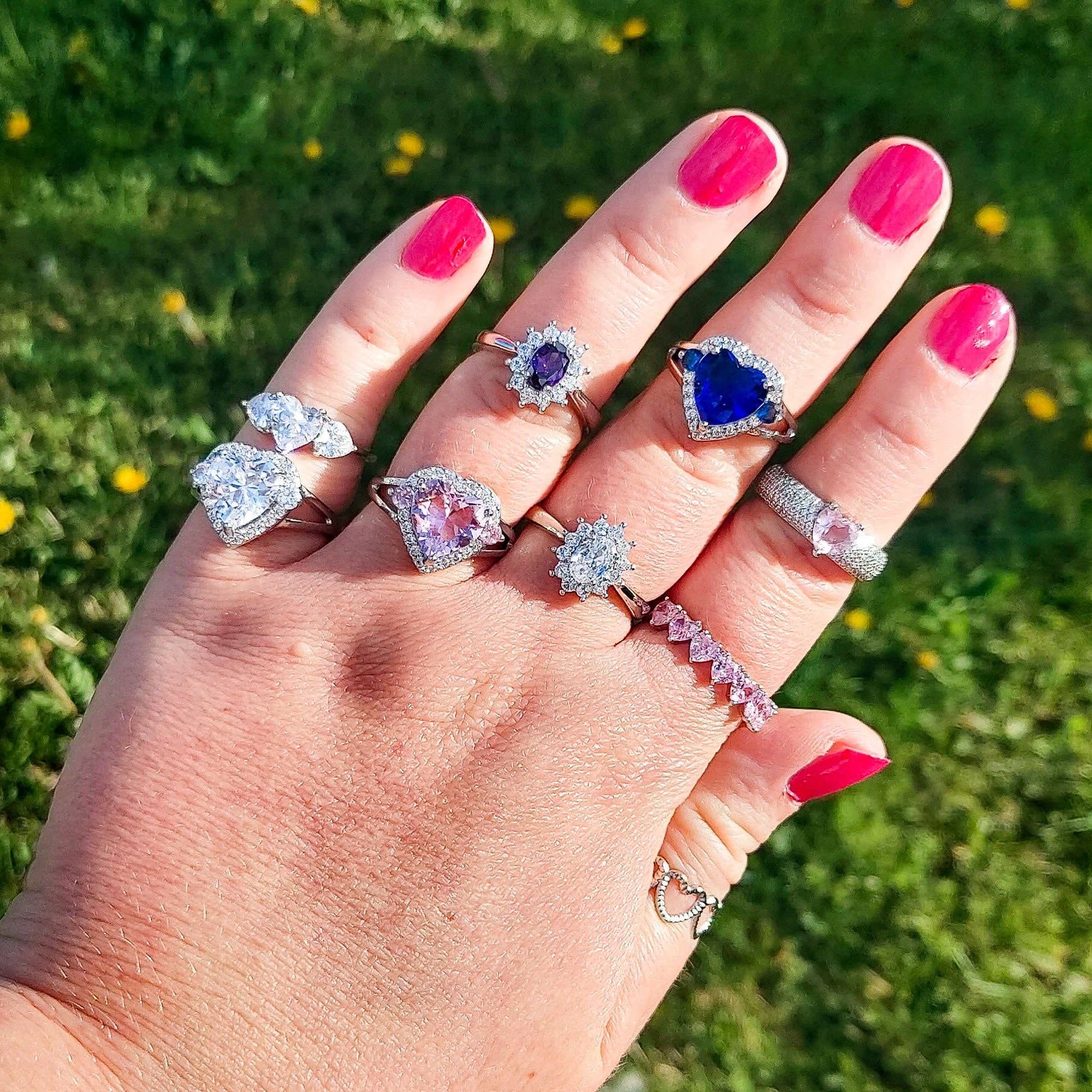 Daemon srls - Wholesale Multi-Stone Ring - JENNY- cuori orizzontali ~ ANELLO REGOLABILE con cubic zirconia a forma di cuore18