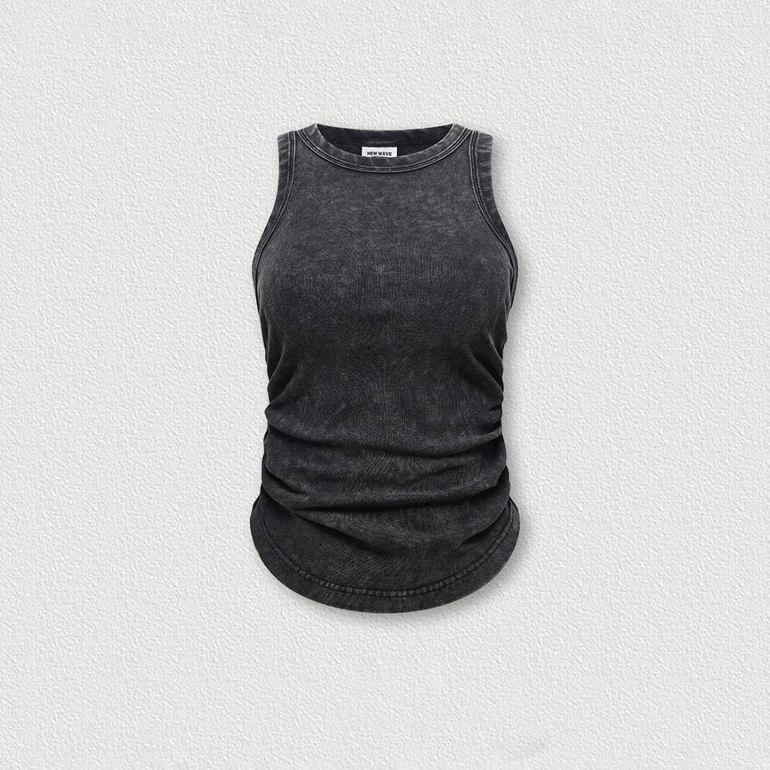 Sodalemon – wholesale Tank top – Women′s – Streetwear Washed Crop Top - Pleated Slim-Fit Bustier Tank1