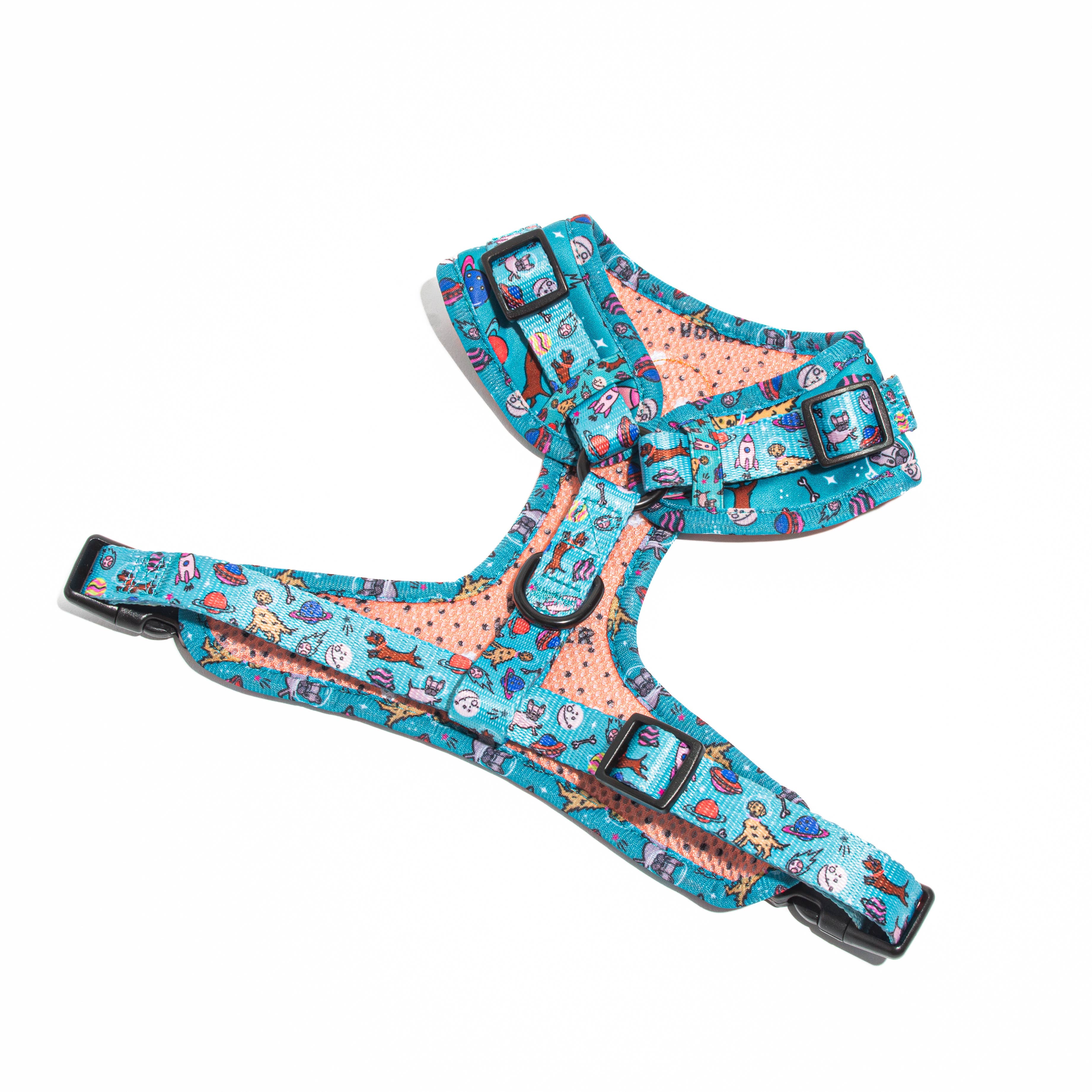 Woof & Wonder - Wholesale Pet Harness - Dog - Blue Dogs in Outer Space Adjustable Dog Harness1