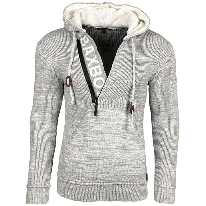 SUBLIMINAL MODE - Wholesale Knit Sweater - Men's - Men's zip collar hoodie BX2772