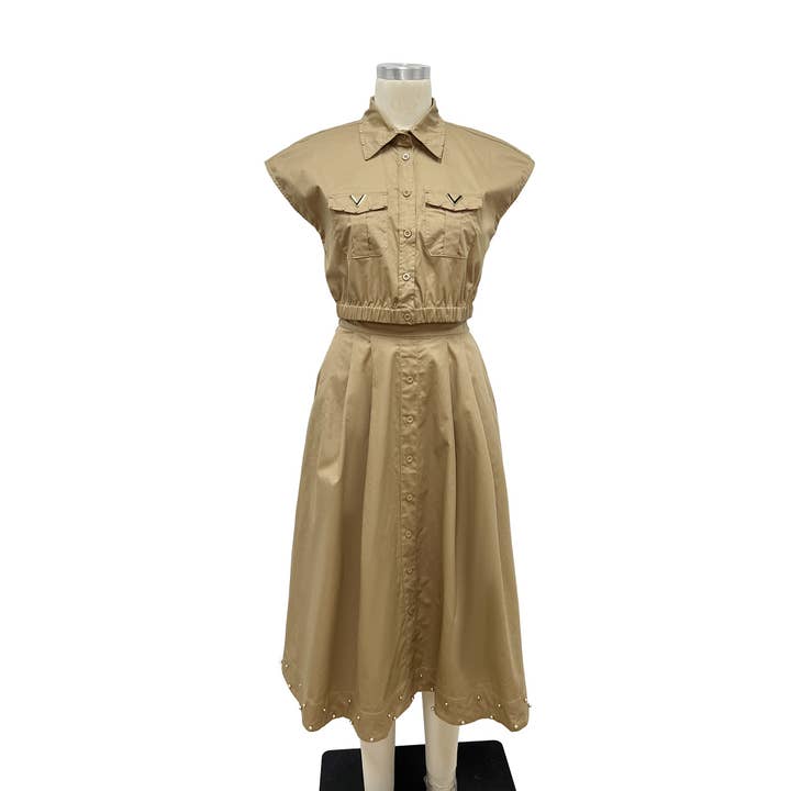 Stud Details Skirt and Top Set for wholesale by XHHH Inc