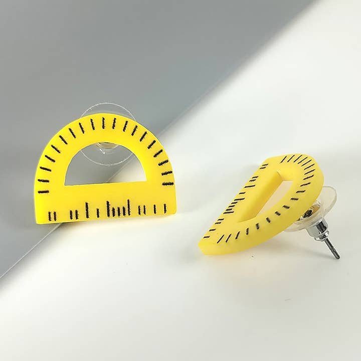 Yellow Protractor Stud Earrings for wholesale by Sparkle Being