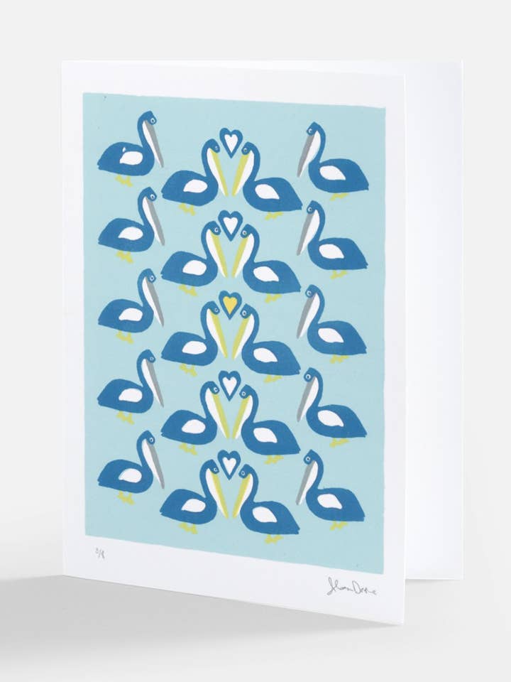 Pelicans In Love Bird Card for wholesale by Dasheprints